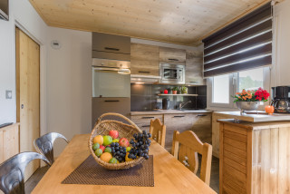 View of kitchen and dining area