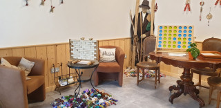 Reception with giant wooden games