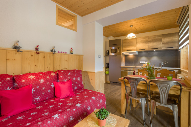Overview of dining area, living room and kitchen