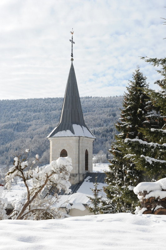 Gîte La Pierre à Sel, La station et les Monts Jura en second plan